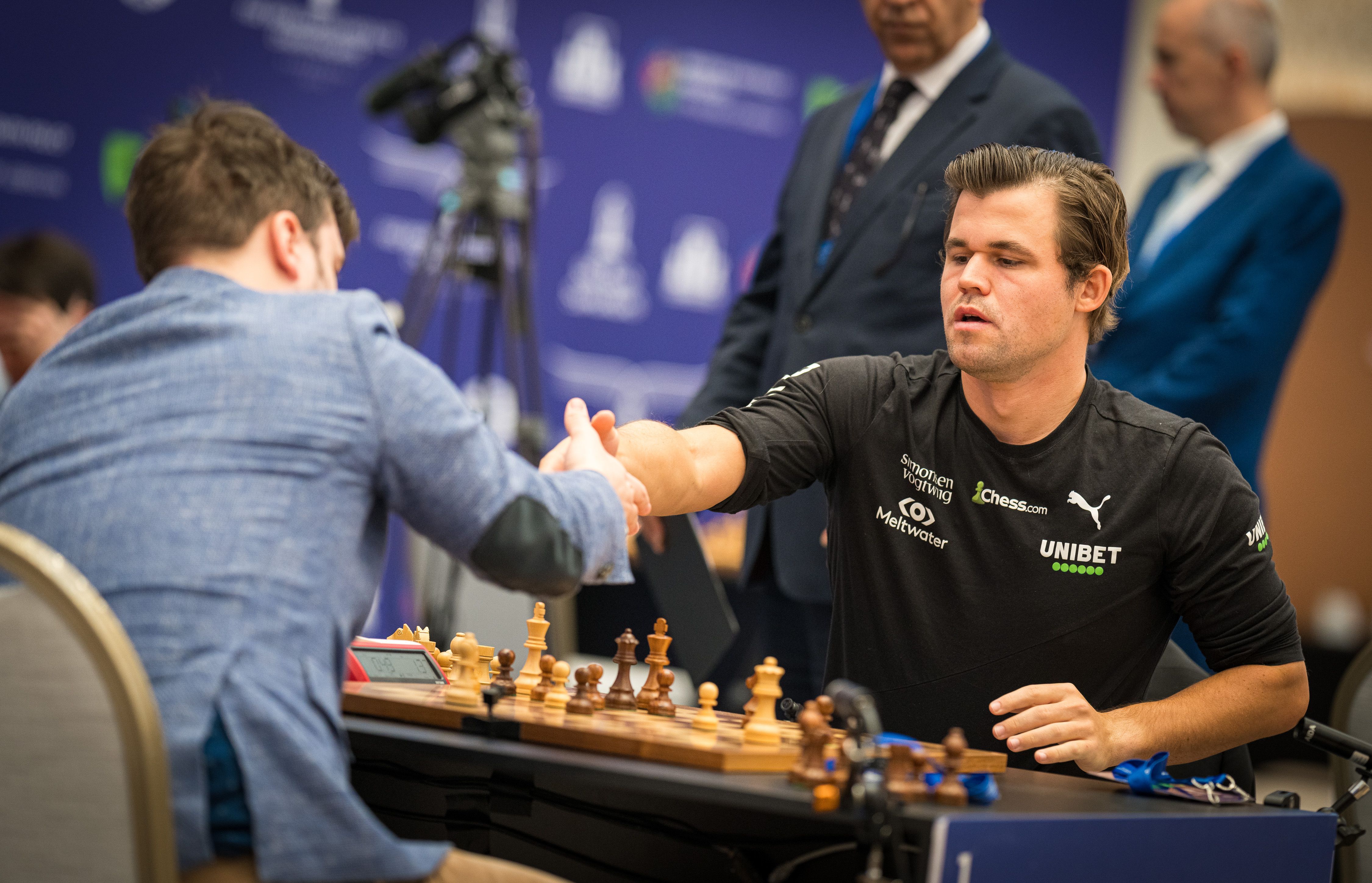 卡尔森在世界快速闪电战锦标赛中的最佳比赛是他对阵弗拉基米尔·费多谢耶夫的比赛，他说。照片：玛丽亚·埃梅利亚诺娃/Chess.com